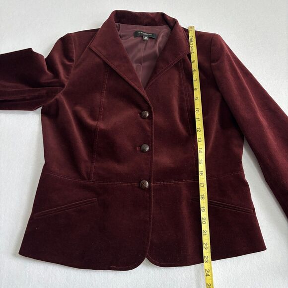 Talbots Velvet Blazer Jacket Women's 12P Burgundy Brown Peplum Holiday Party - Picture 7 of 8